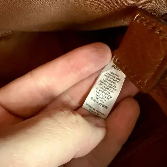 Fossil Tan Cow Hide Leather Jacqueline Crossbody or Tote Bag Purse Boho - Picture 9 of 11